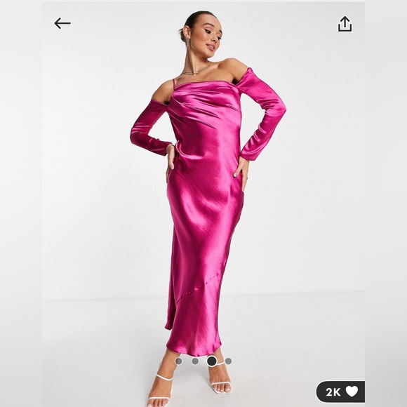 ASOS one shoulder maxi dress in pink - Picture 1 of 3